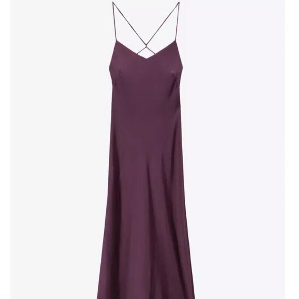 Zara Deep Purple Strappy Midi Dress